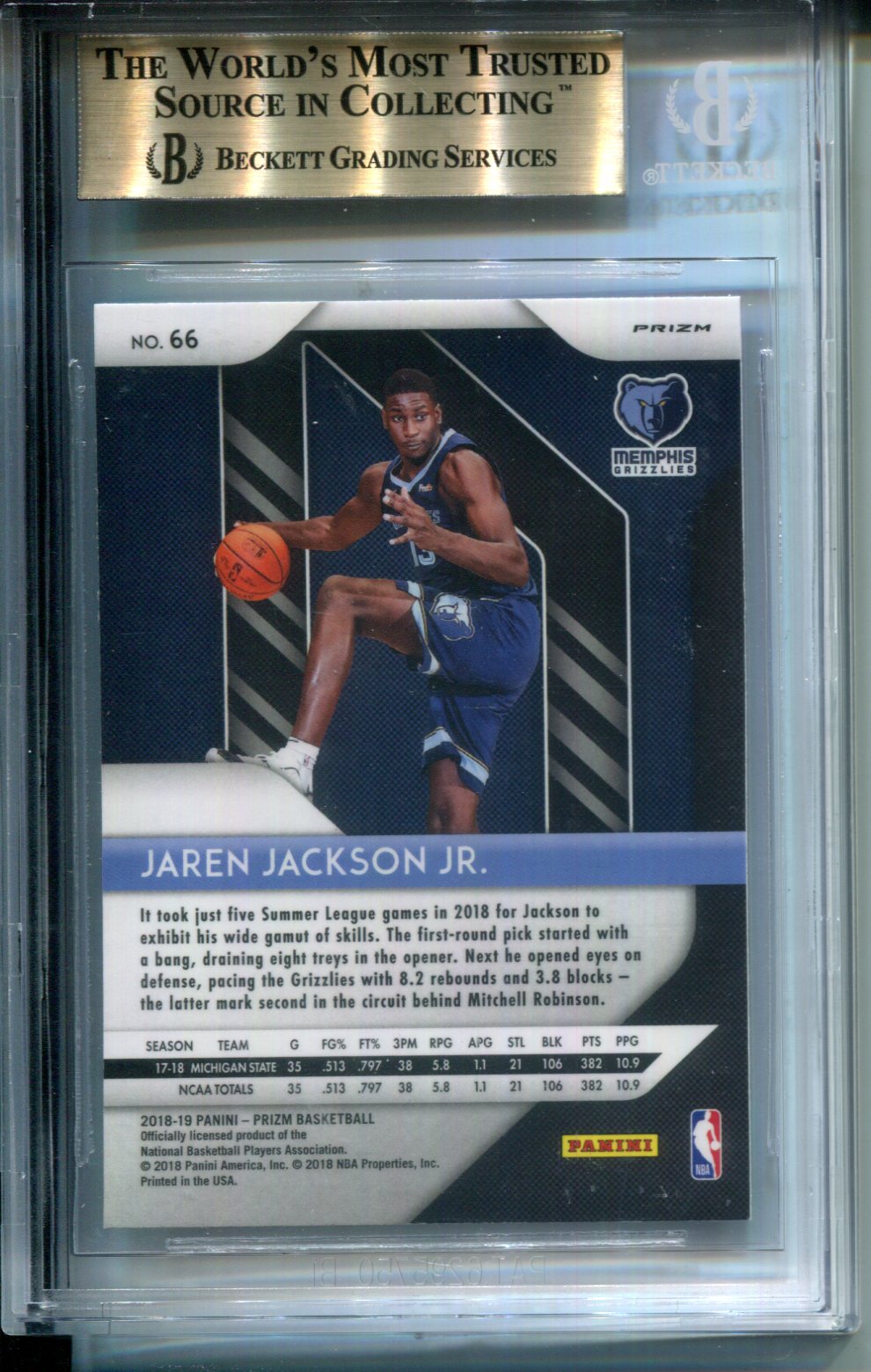 2018-19 Panini Prizm Jaren Jackson Jr. RED ICE #66 BGS 9.5