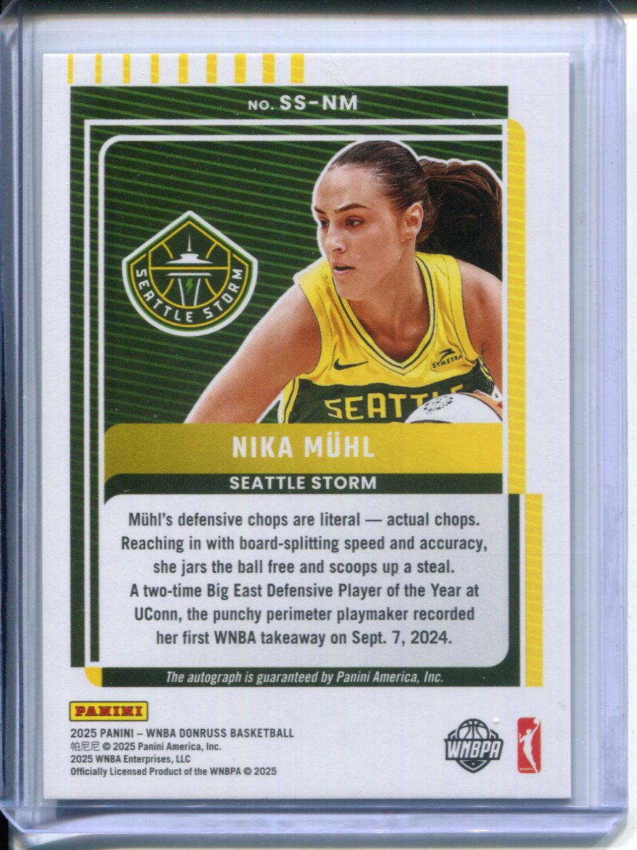 2025 Panini Donruss WNBA Signature Series Nika Mühl Muhl #SS-NM AUTO