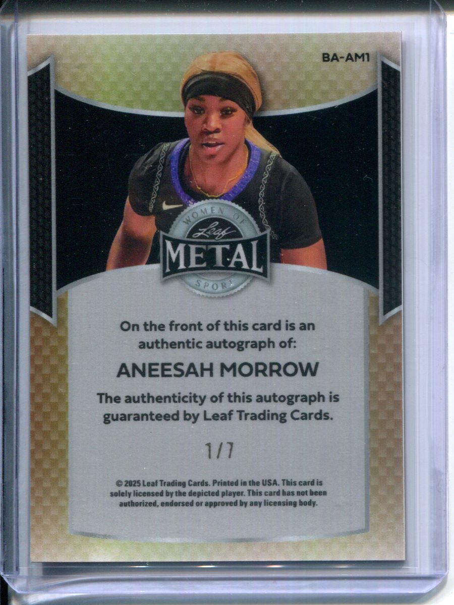 2025 Leaf Metal Women of Sport Aneesah Morrow #1/7 RED PRIZM AUTO WNBA LSU Sun