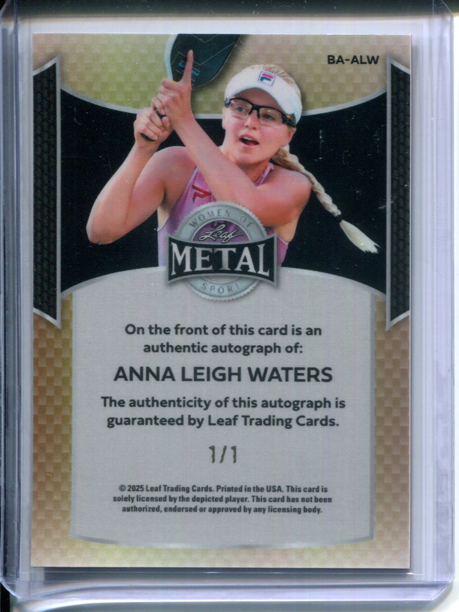 2025 Leaf Metal Women of Sport Anna Leigh Waters #1/1 ORANGE AUTO Pickleball