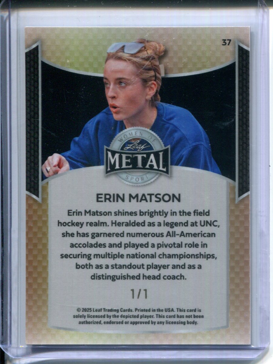 2025 Leaf Metal Women of Sport Erin Matson #37 GOLD #1/1 North Carolina