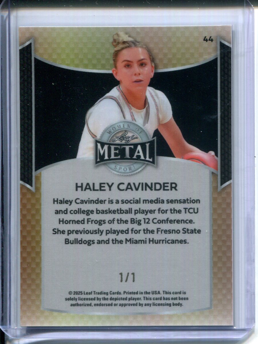 2025 Leaf Metal Women of Sport Haley Cavinder #44 TIE DYE PRIZM #1/1 TCU