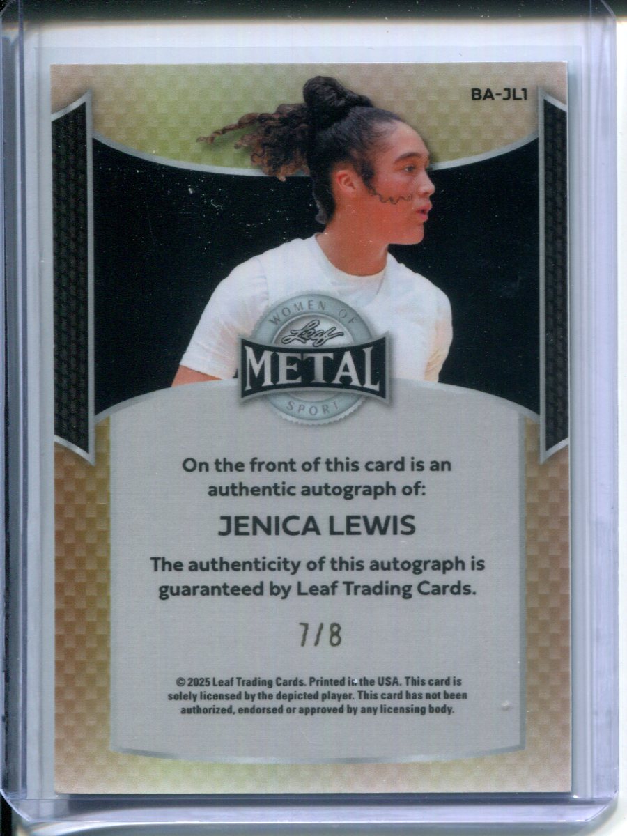 2025 Leaf Metal Women of Sport Jenica Lewis AUTO Blue #7/8 Notre Dame