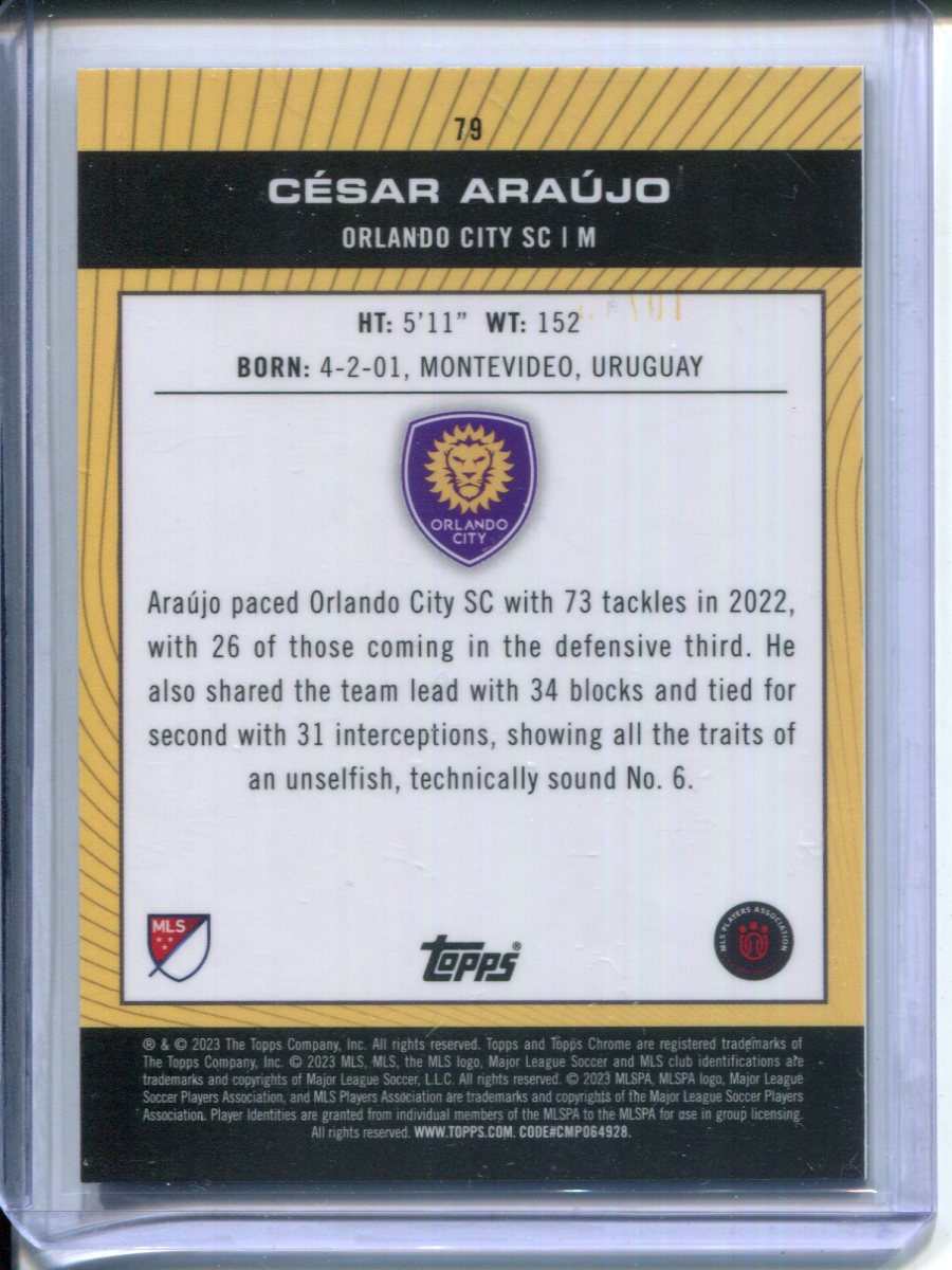 2023 Topps Chrome MLS Pitch Prodigies Cesar Araujo #79 BLACK REFRACTOR #1/10