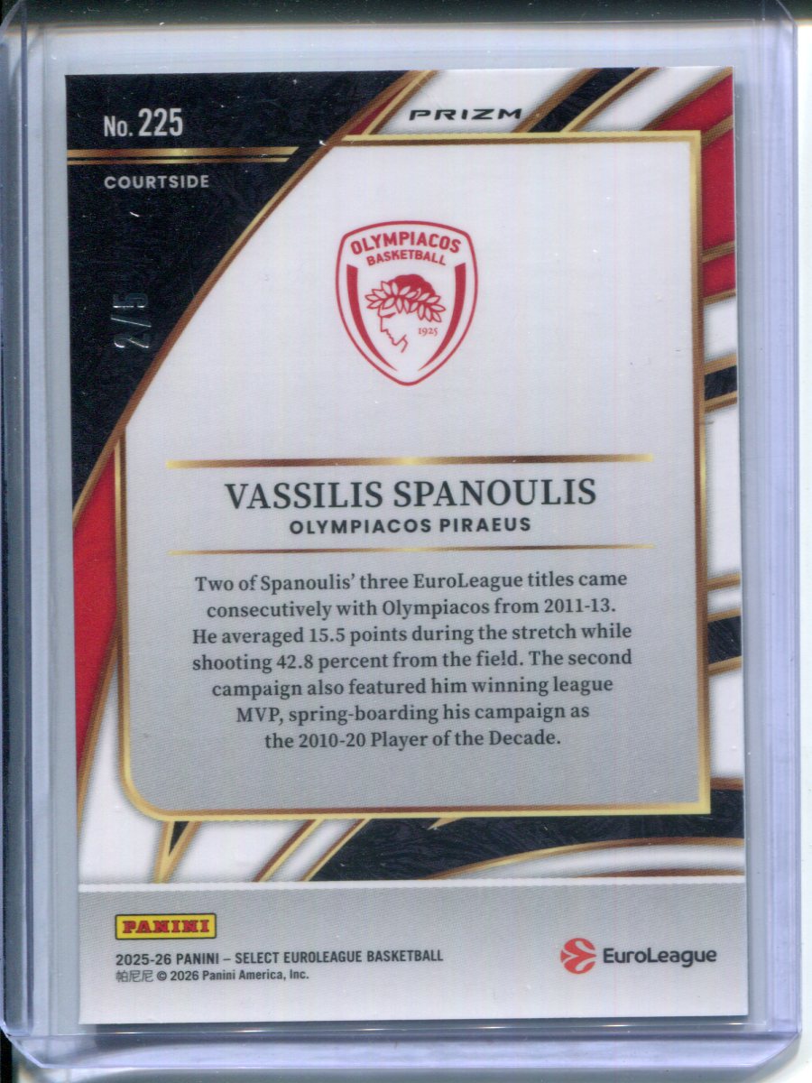 2025-26 Select EuroLeague Prizm Courtside Vassilis Spanoulis #225 Green #2/5