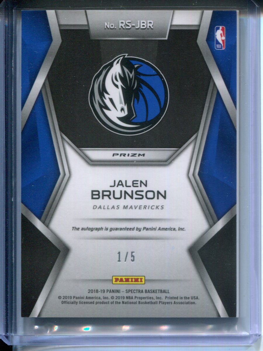 2018-19 Panini Spectra Prizm Rising Stars Jalen Brunson #1/5 Rookie AUTO Knicks