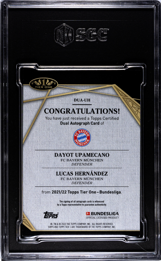 2021 Topps Tier One Bundesliga Dayot Upamecano Lucas Hernandez #21/25 AUTO SGC 9
