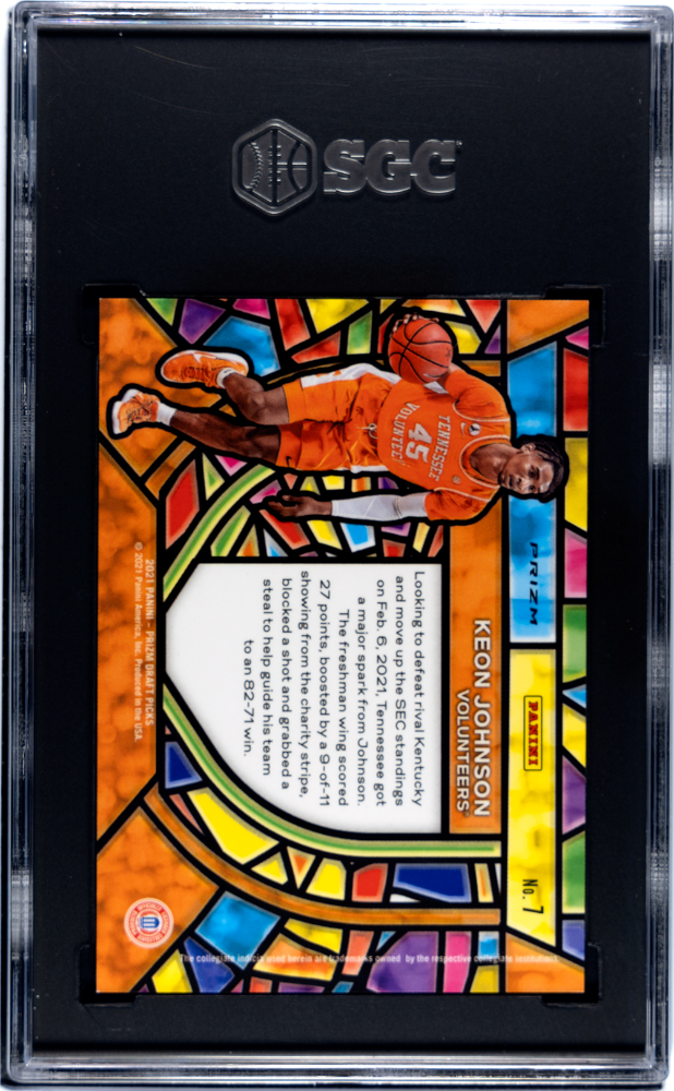 2021-22 Panini Prizm Draft Picks Keon Johnson #7 Stained Glass SGC 9.5