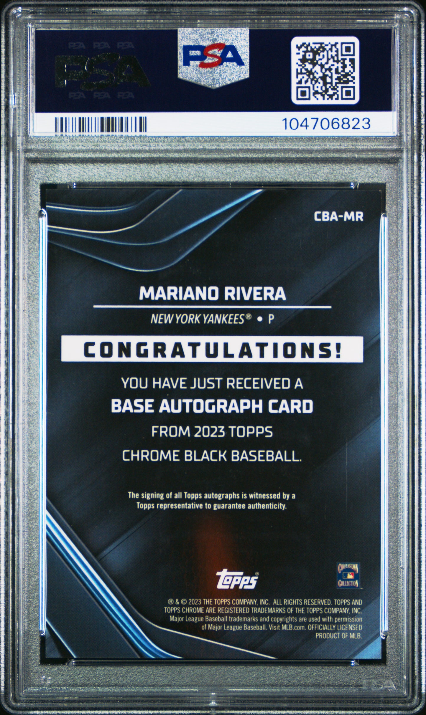 2023 Topps Chrome Black Autographs Mariano Rivera #MR PSA 10 POP 6