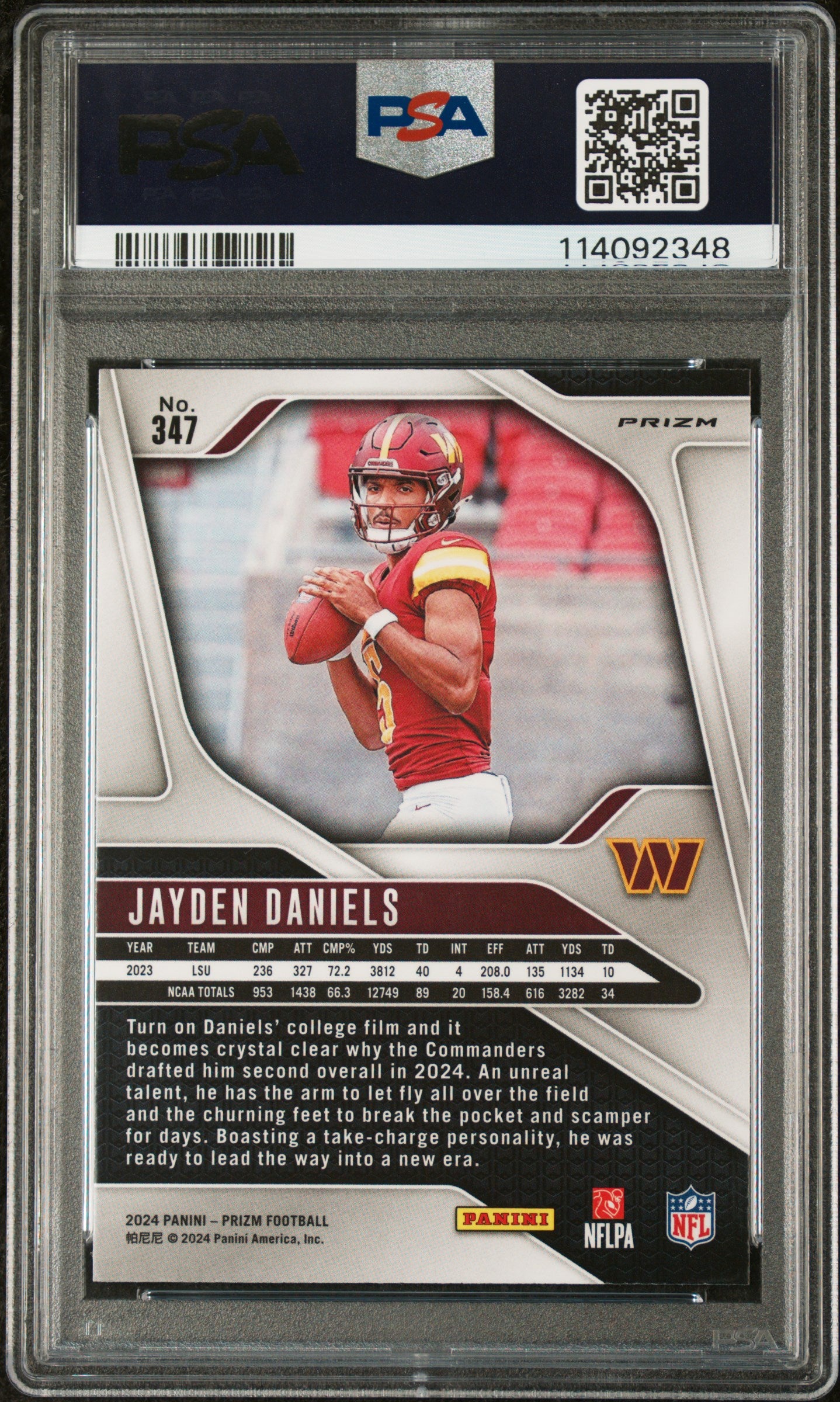 2024 Panini Prizm Jayden Daniels #347 Neon Green Pulsar PSA 9