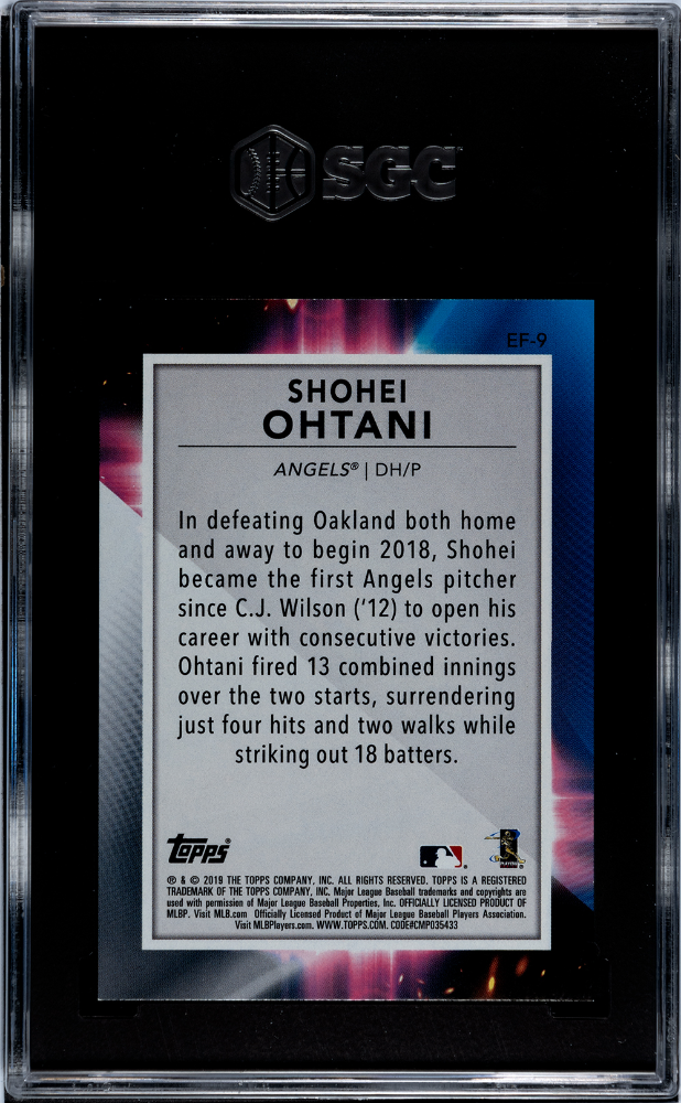 2019 Topps Fire Shohei Ohtani #EF-9 EN Fuego Gold Minted SGC 9