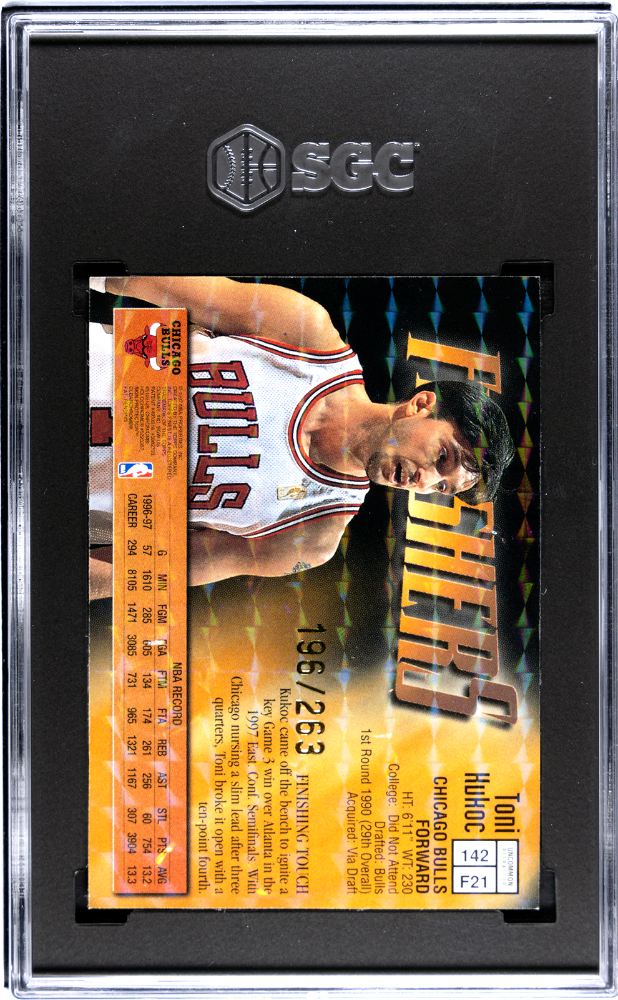 1997-98 Topps Finest Toni Kukoc Silver Embossed Refractor #196/263 SGC 7 POP 1