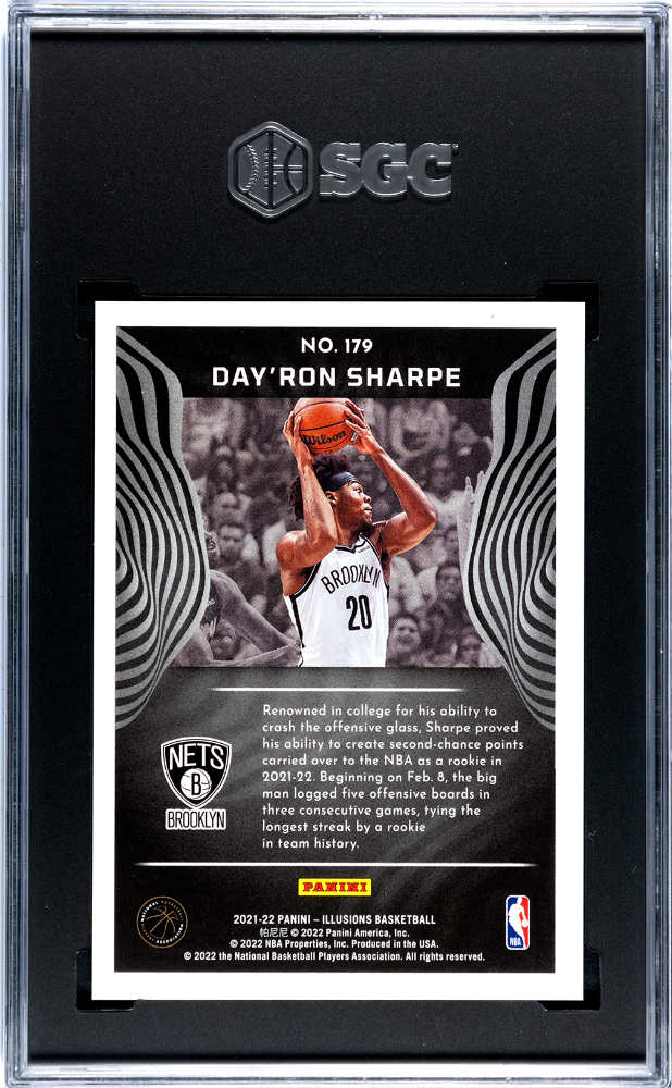 2021-22 Illusions Day'ron Sharpe #179 Trophy Collection Gold SGC 10 /10 pop 1