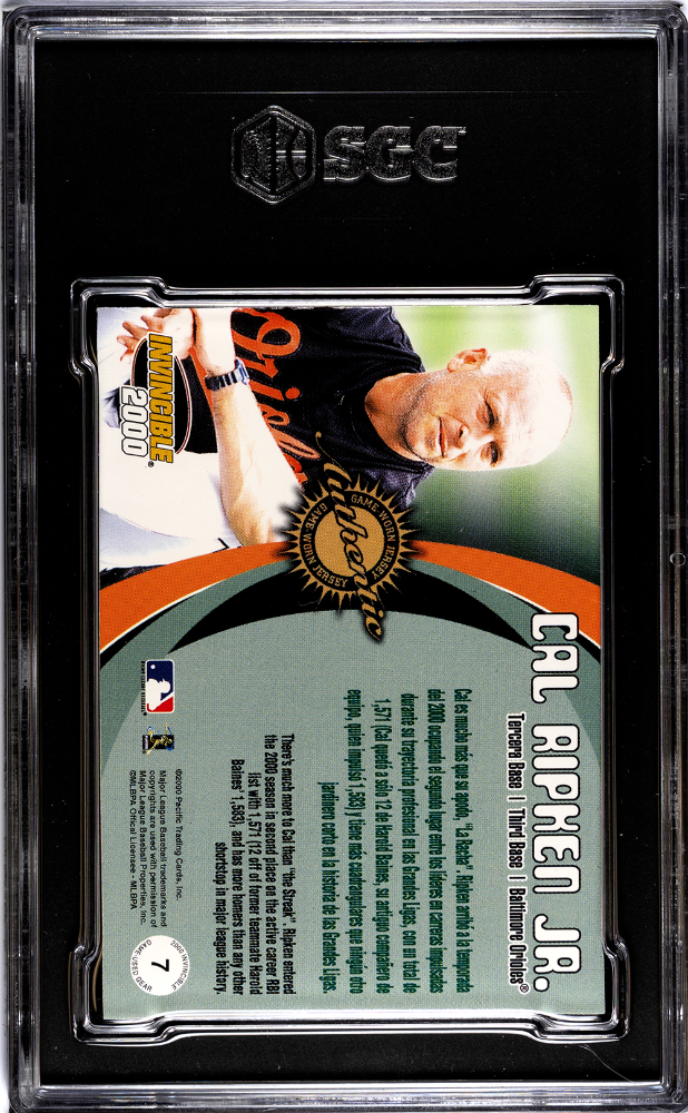 2000 Pacific Invincible Cal Ripken JR. Game Used Gear Jersey /1000 SGC 9 POP 1