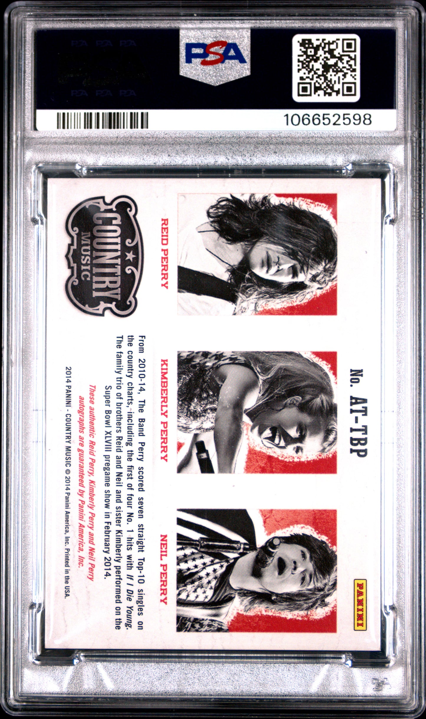 Neil Perry Kimberly Perry Reid Perry 2014 Panini Country Music AUTO #/25 PSA 10