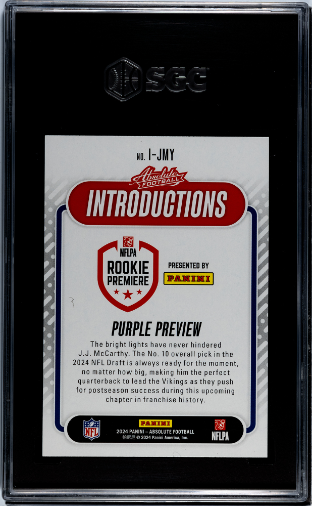 2024 Panini Absolute JJ Mccarthy #I-JMY Introductions SGC 9.5