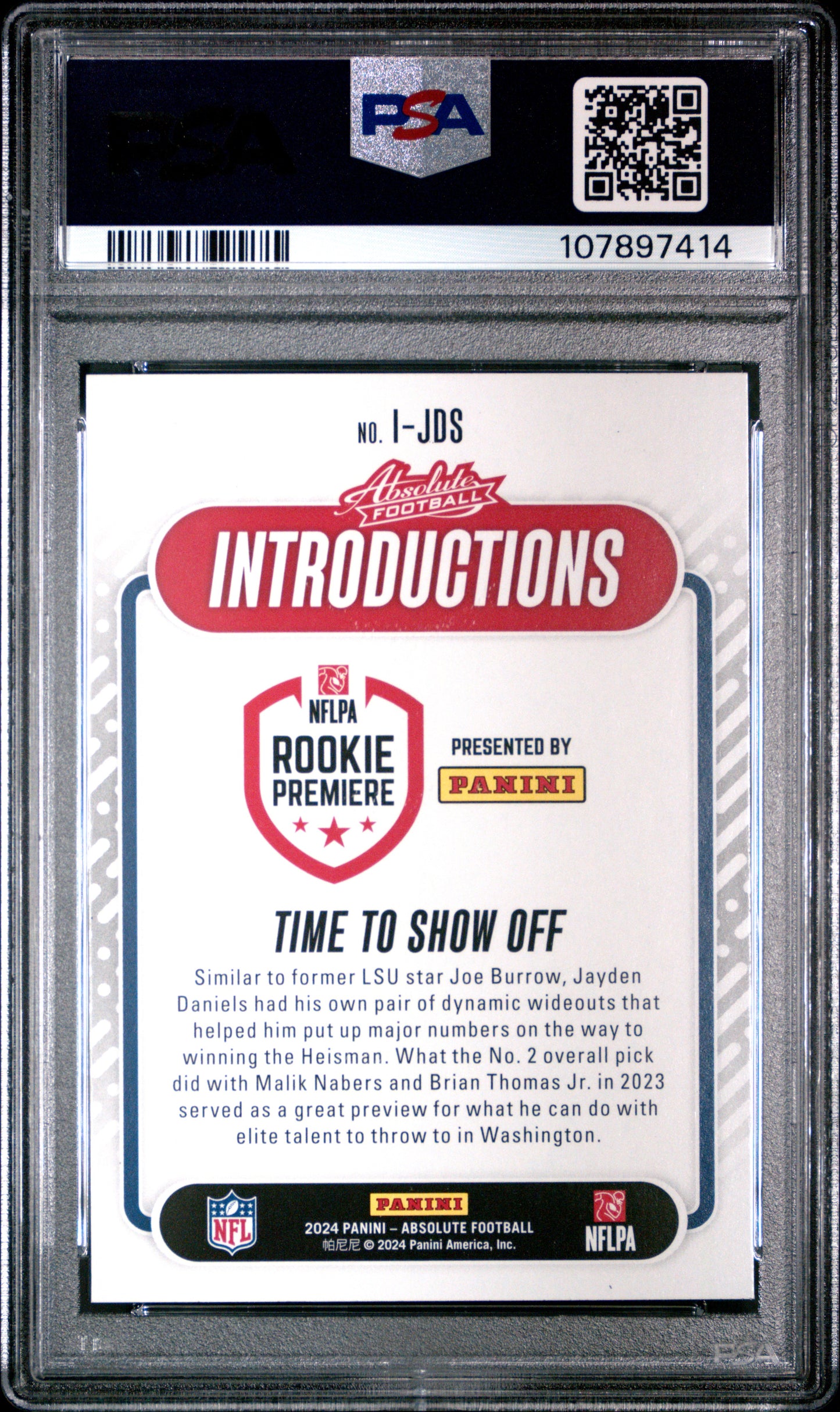 2024 Panini Absolute Introductions Jayden Daniels #IJDS PSA 10