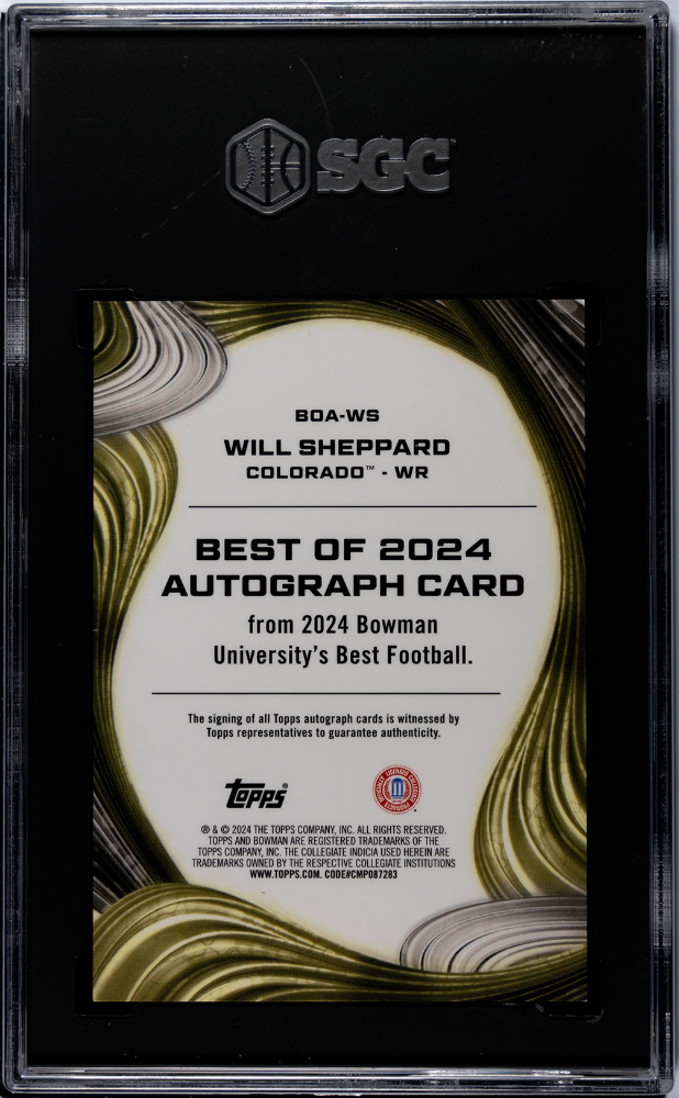 2024 Bowman U Best Will Sheppard #BOA-WS Of '24 Autograph AUTO SGC 9.5