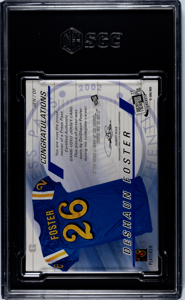 2002 Press Pass Je Deshaun Foster #JEN/DF Jersey Card Names SGC 7 POP 1