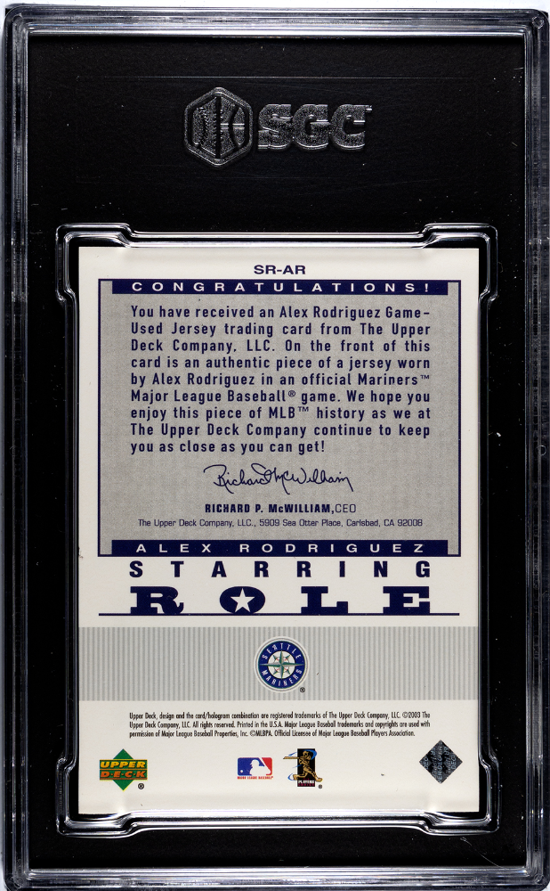 2003 UD Standing O Alex Rodriguez #SR-AR Starring Role Mat. SGC 9.5 POP 1