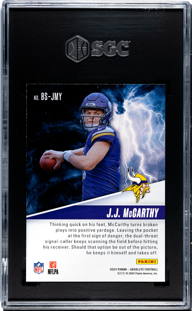 2024 Panini Absolute JJ Mccarthy #BS-JMY By Storm SGC 9