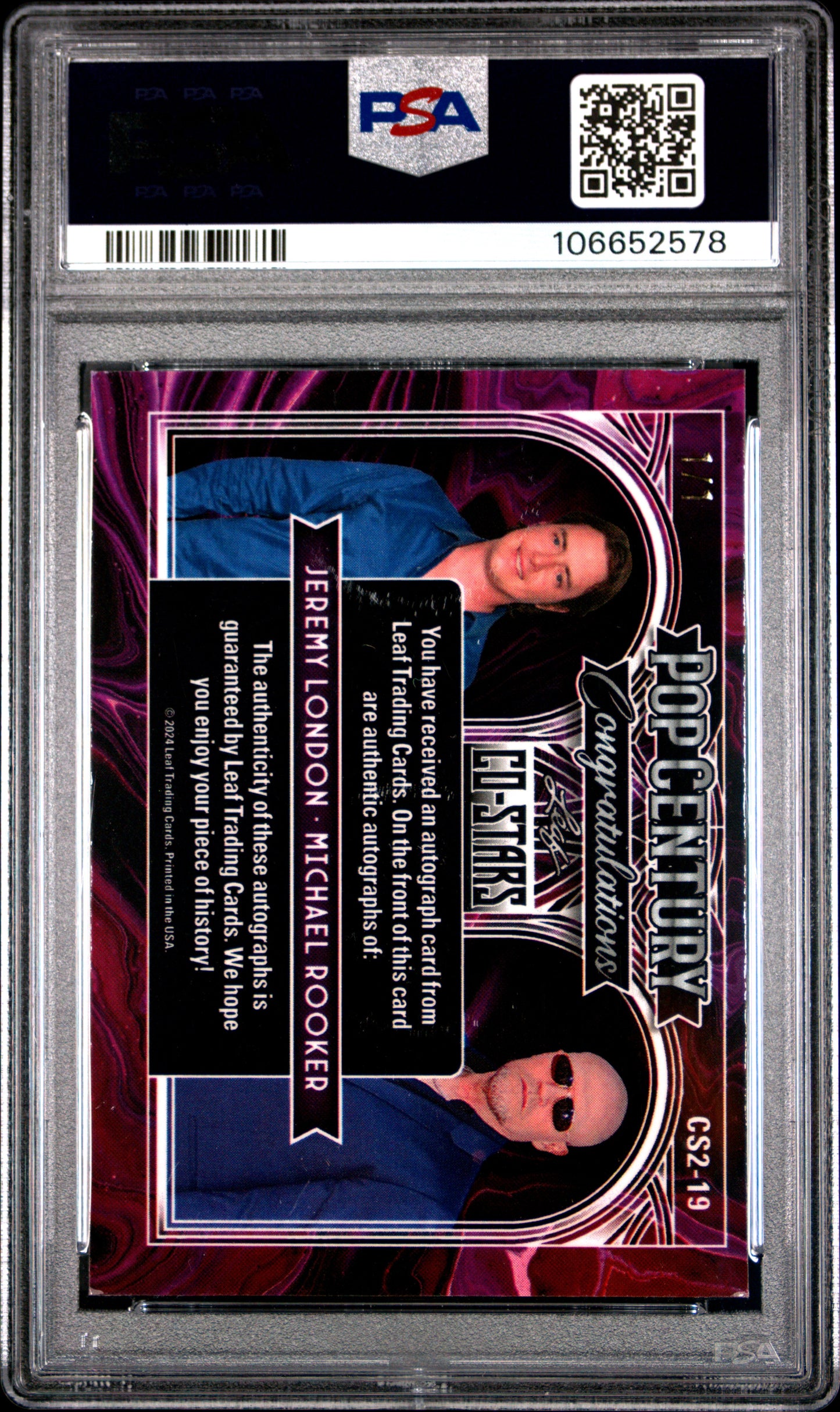 Michael Rooker Jeremy London 2024 Leaf Metal Pop Century AUTO #1/1 Gold PSA 9