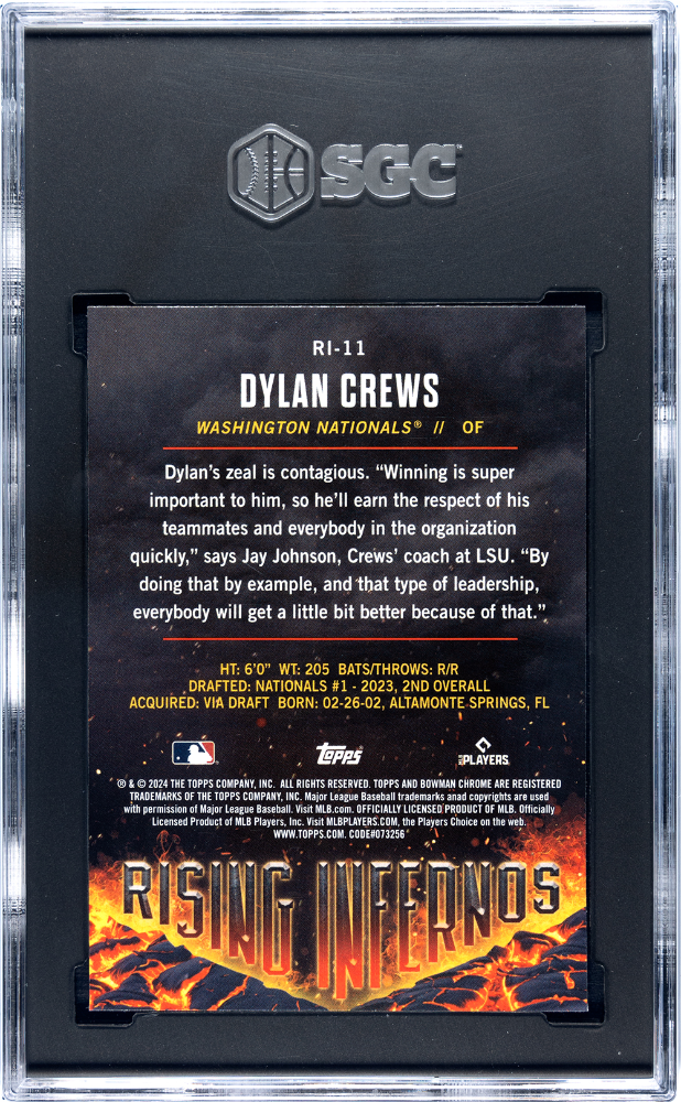2024 Bowman Dylan Crews #RI-11 Rising Infernos SGC 10