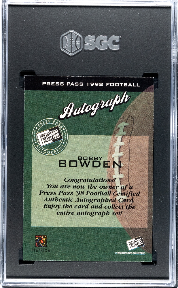 1998 Press Pass Bobby Bowden Auto SGC 8 POP 5 NONE HIGHER