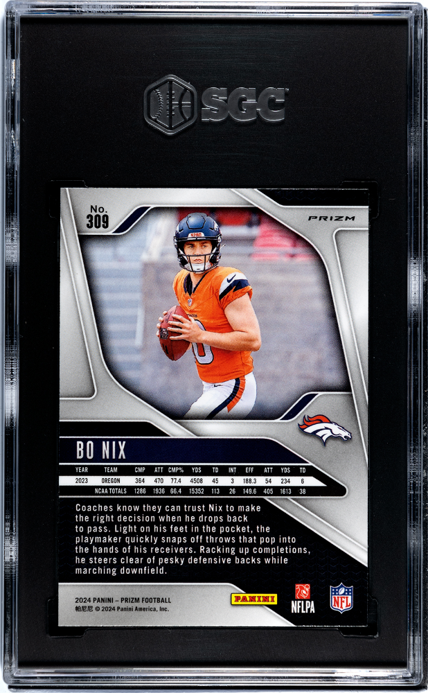 2024 Panini Prizm Bo Nix #309 orange Disco SGC 10