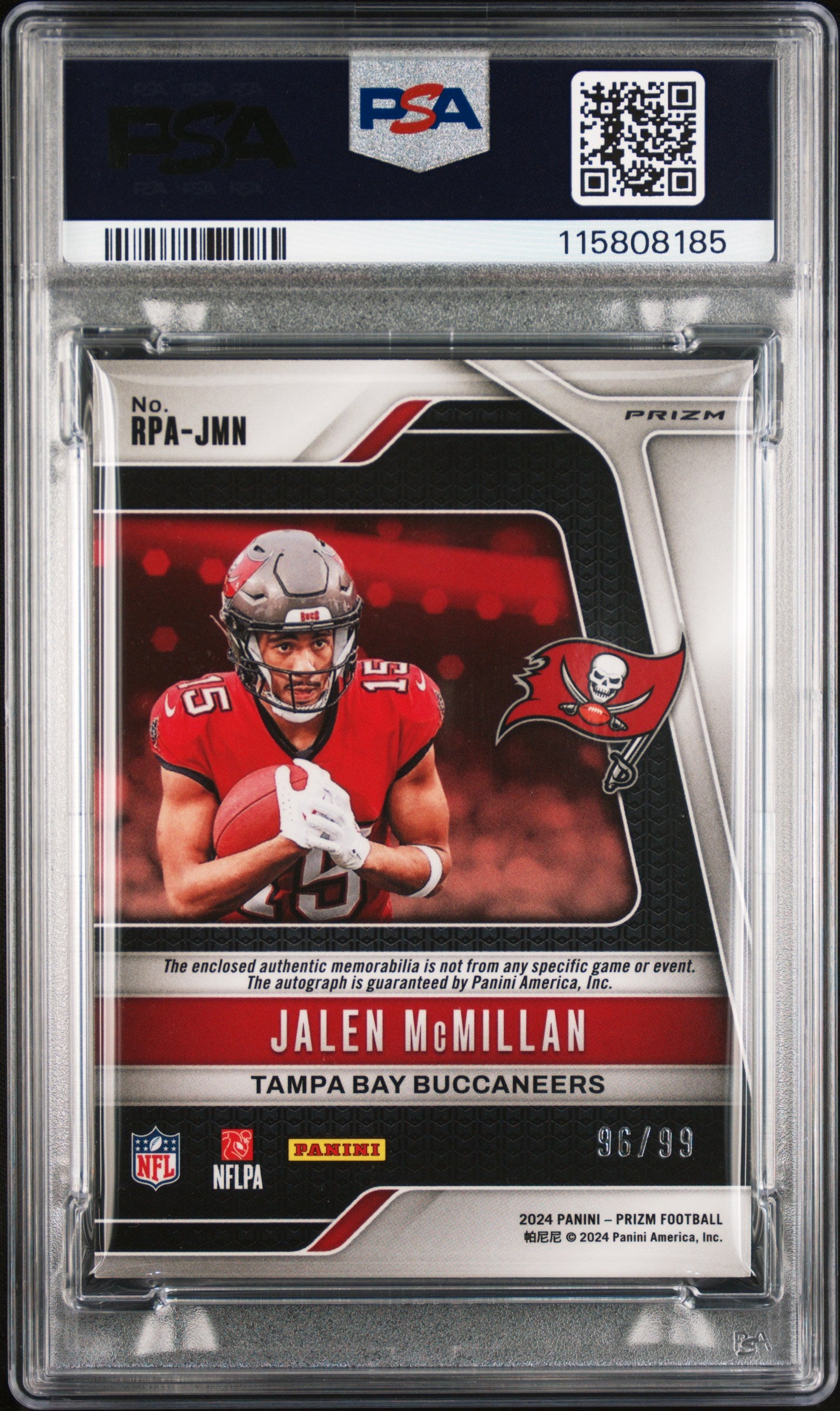 2024 Panini Prizm Rookie Patch Autographs Jalen Mcmillan #RPAJMN PSA 9 POP 2