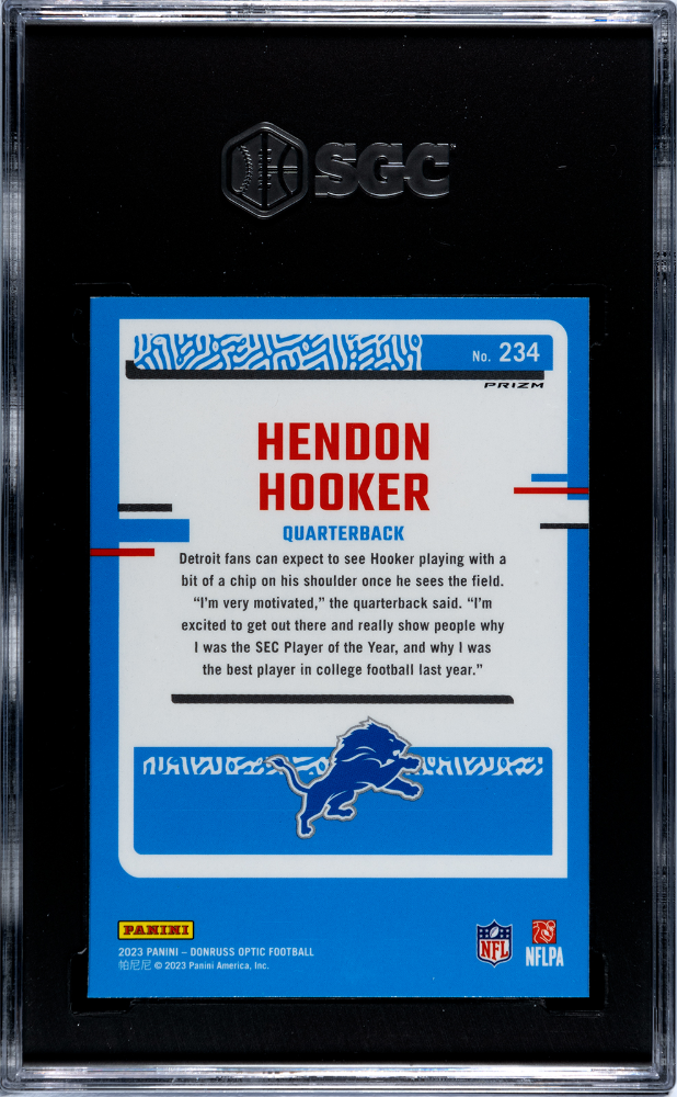 2023 Donruss Optic Hendon Hooker #234 Red Mojo Prizm SGC 10 pop 1