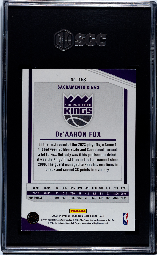 2023-24 Panini Elite De'aaron Fox #158 Mixorama SGC 10 pop 1