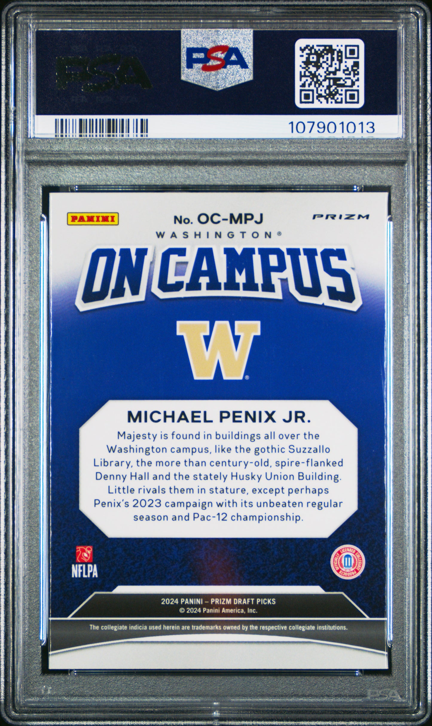 2024 Prizm Draft Picks On Campus Michael Penix JR. #OCMPJ PSA 10 low pop