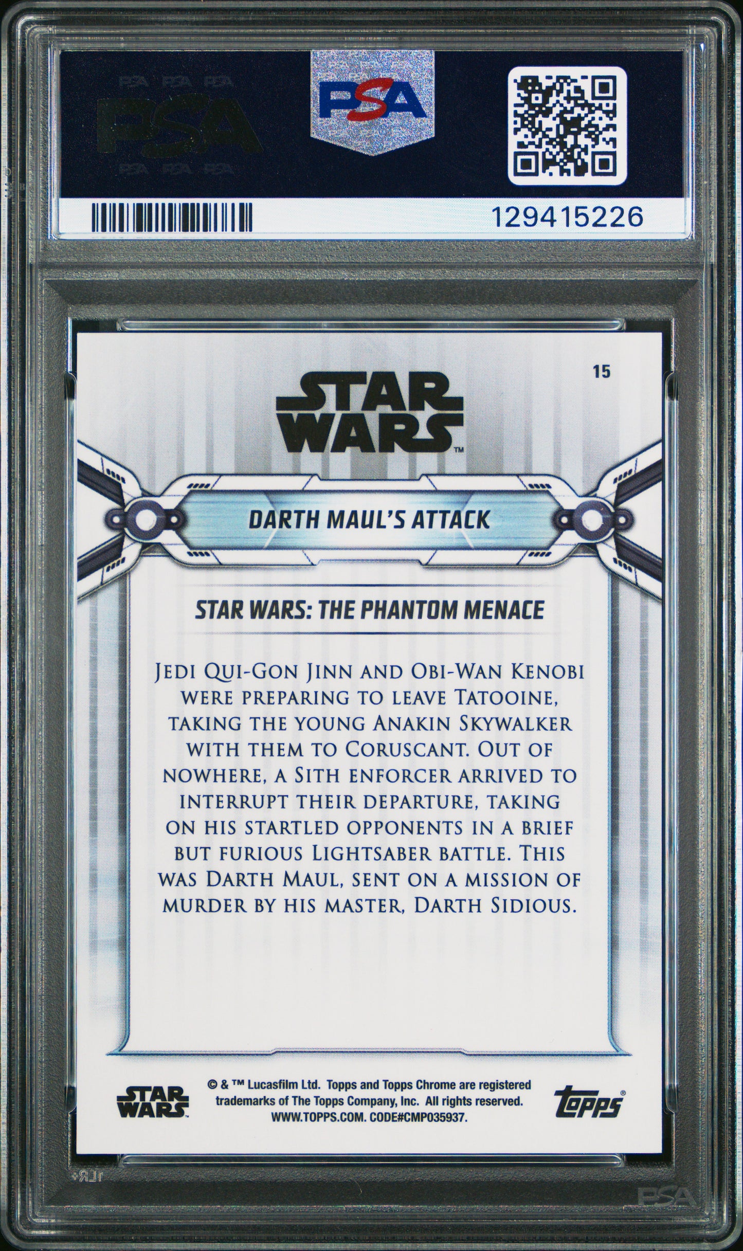 Darth Maul's Attack 2019 Topps Star Wars Chrome Legacy Black Refractor /10 PSA 9