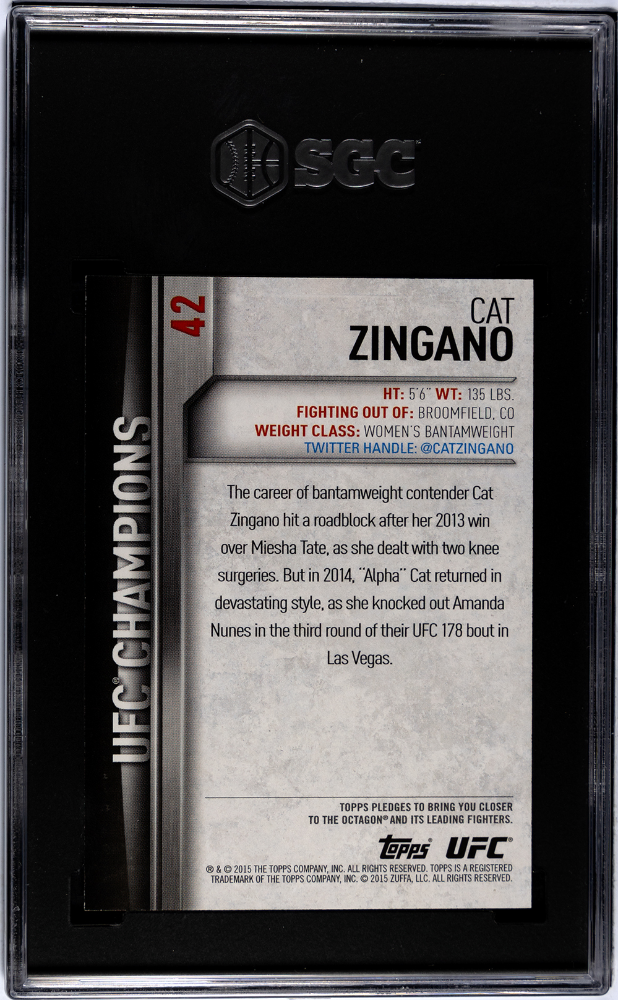 2015 Topps Ufc Champions Cat Zingano #42 Gold SGC 9 pop 1 /25