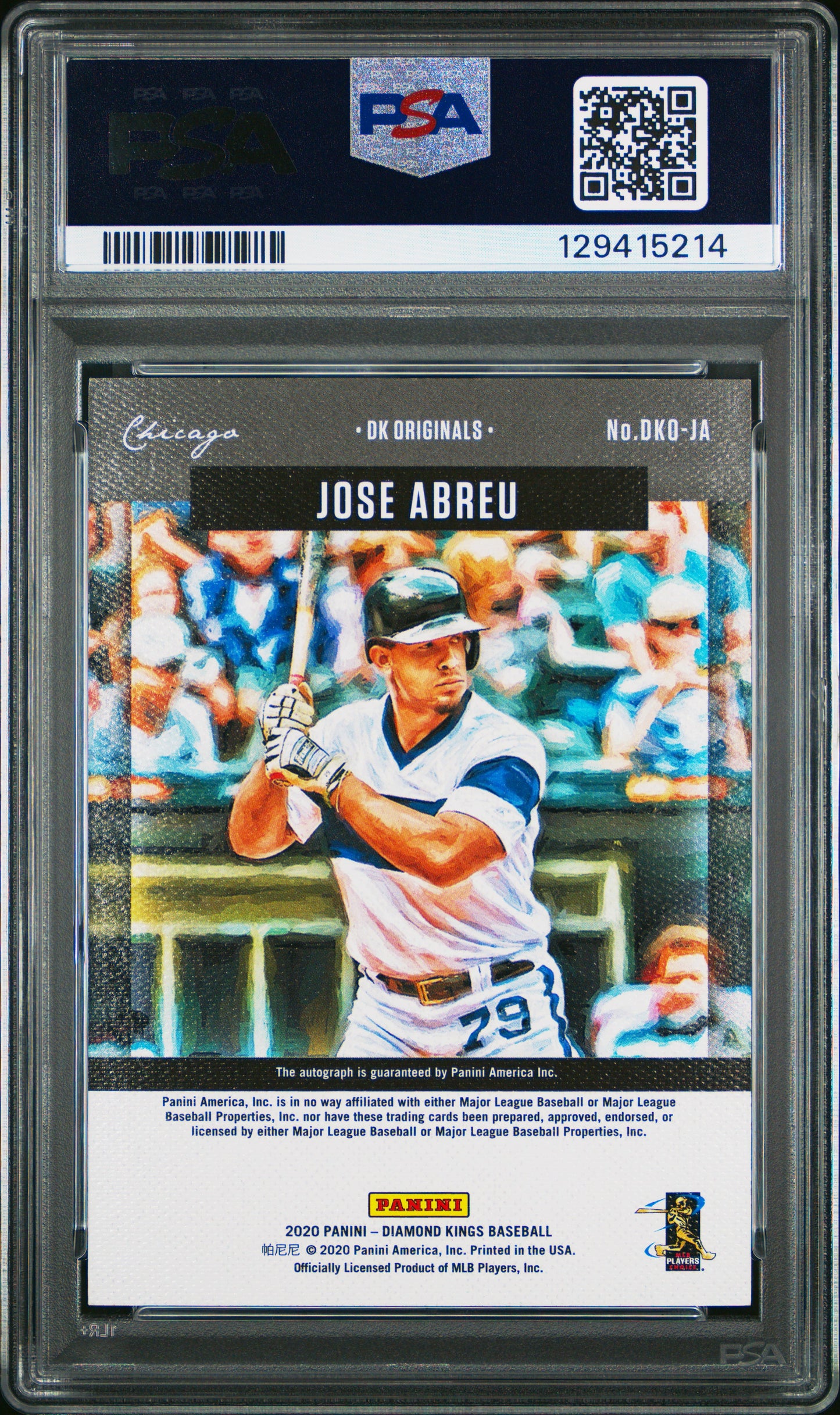 2020 Diamond Kings Originals Jose Abreu auto Holo Blue PSA 10 25/25 pop 2