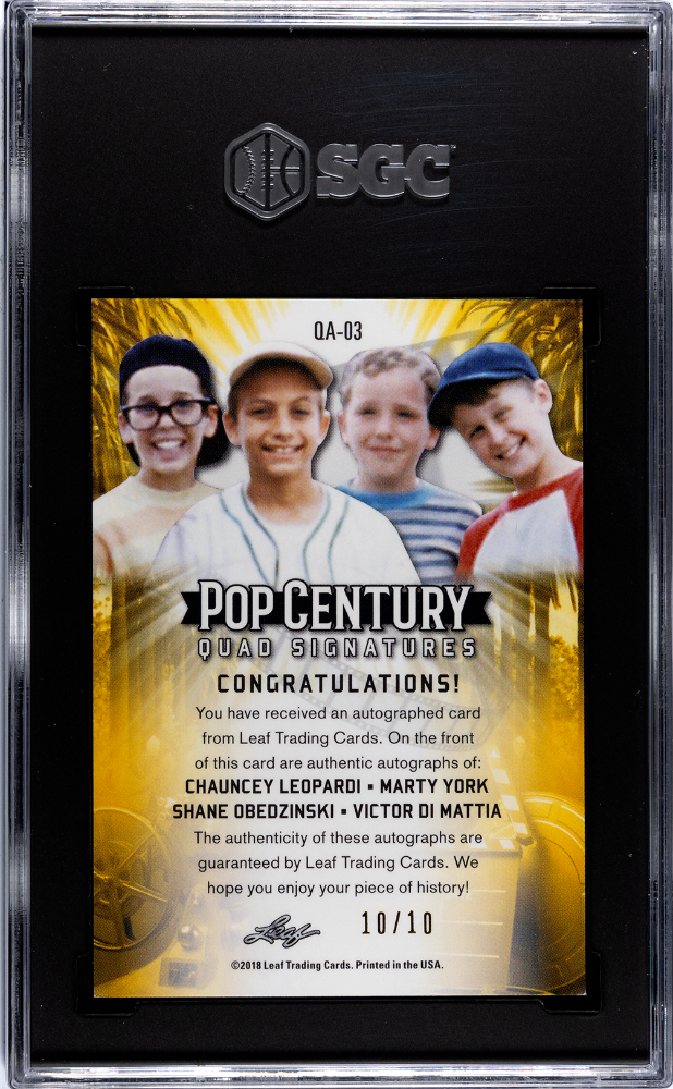 DI Mattia Obedzinski York Leopardi 2018 Metal Pop Century Quad Auto 10/10 SGC 9