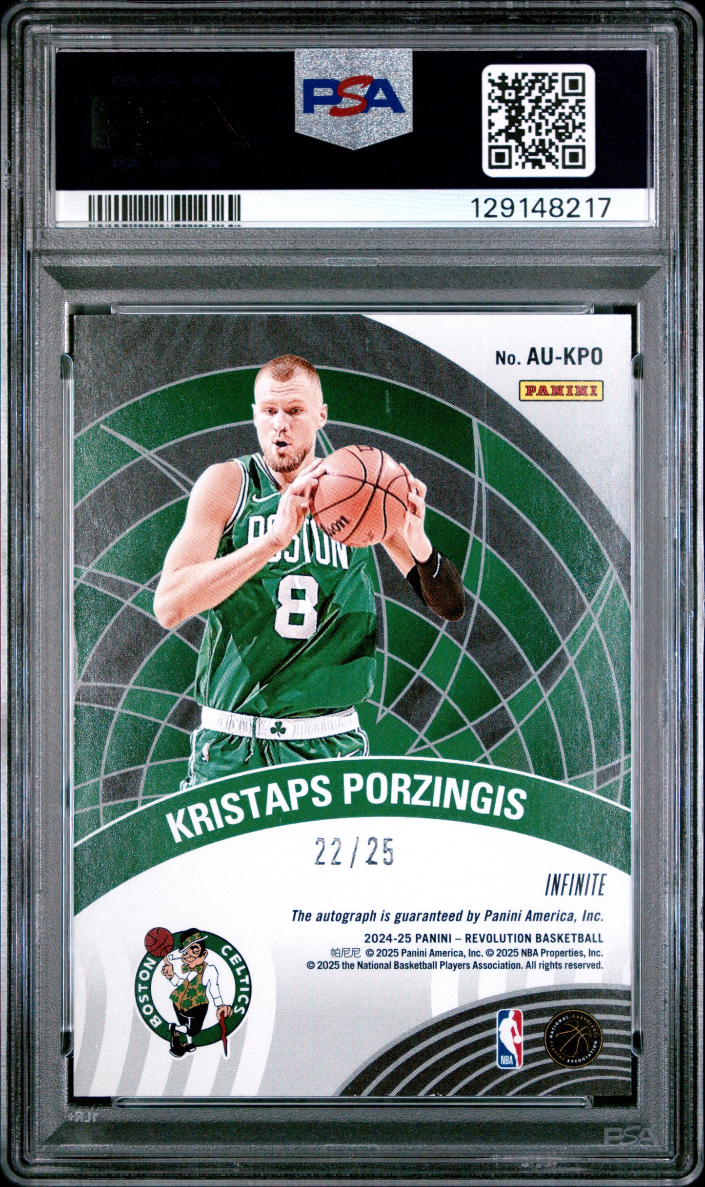 2024 Panini Revolution Auto Kristaps Porzingis #AUKPO Infinite PSA 8 pop 1 /25
