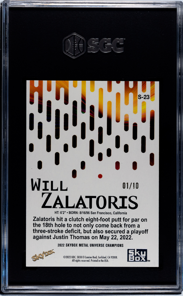 2022 Skybox Metal Universe Champions Will Zalatoris Premium Star Amethyst SGC 8