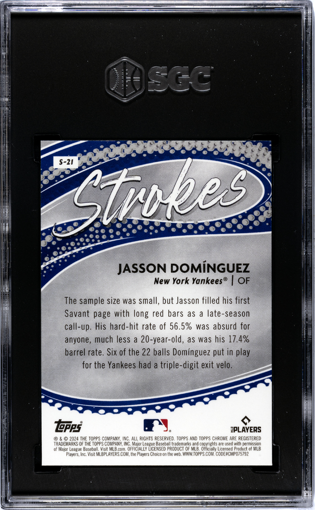 2024 Topps Chrome Jasson Dominguez #S-21 Strokes SGC 9.5