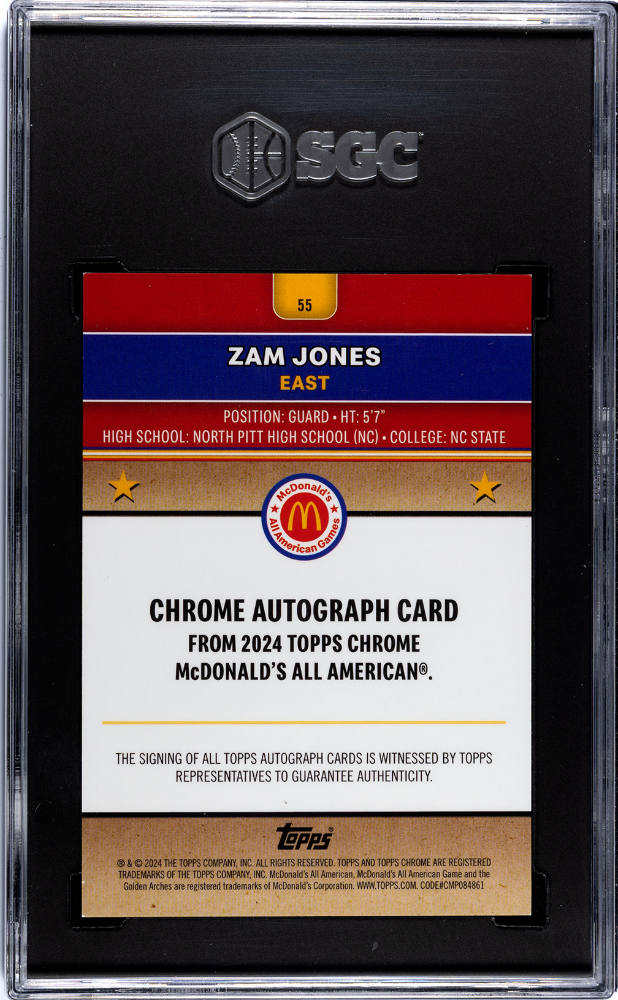 2024 Topps Chrome Mcdonald's All-American Zam Jones Auto Logo Refractor SGC 8.5