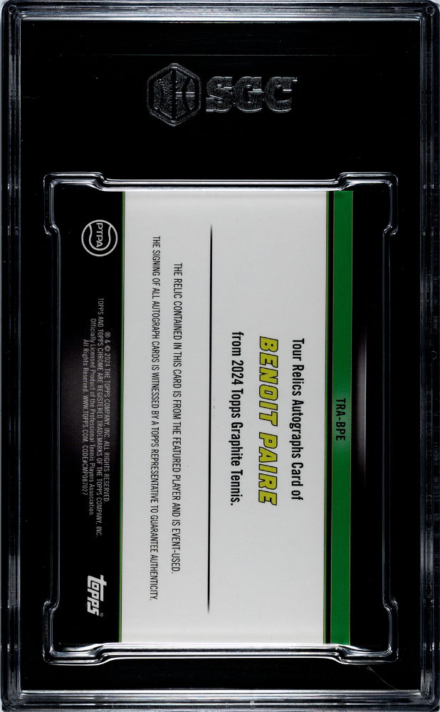 2024 Topps Graphite Benoit Paire Tour AUTO Relic SGC 9.5 POP 1