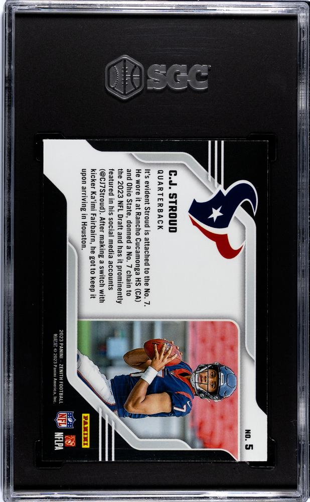 2023 Panini Zenith CJ Stroud #5 Behind The Numbers SGC 10