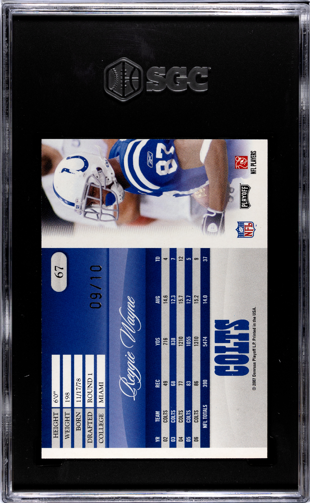 2007 Playoff Prestige Reggie Wayne #67 Xtra Points Black SGC 7 /10 pop 1