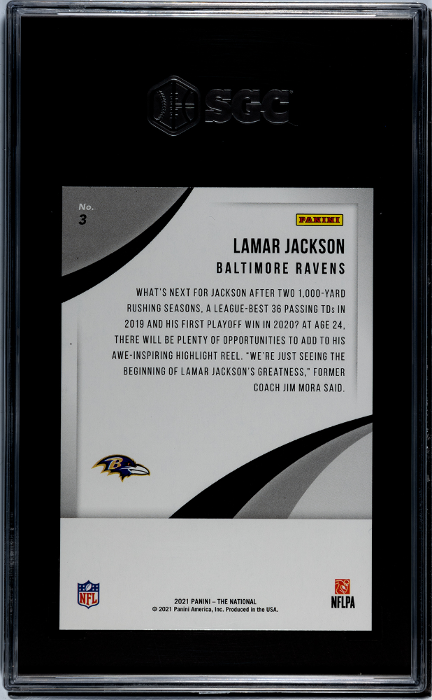 2021 Panini The National Lamar Jackson #3 Diskettes #12/25 SGC 10 POP 1!