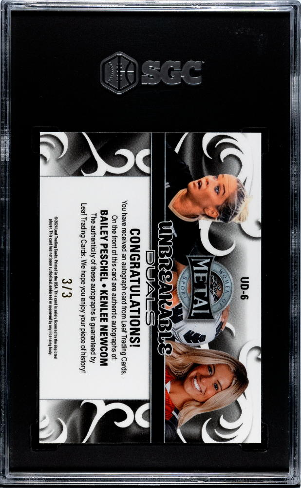 2024 Leaf Metal Women Of Sport Kenlee Newcom Bailey Peschel AUTO #3/3 SGC 10
