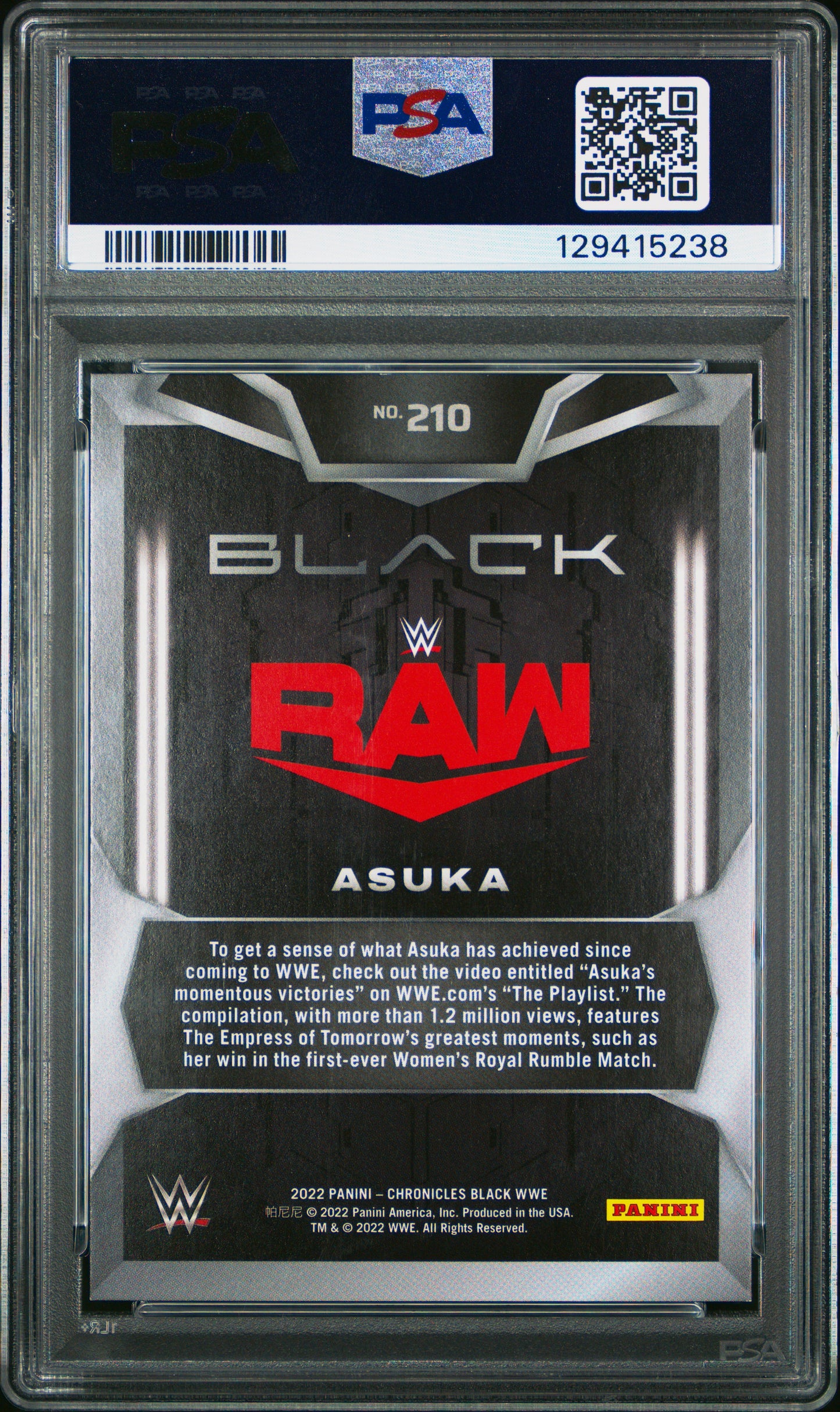 2022 Panini Chronicles WWE Asuka #210 Purple 19/49 PSA 10 pop 1