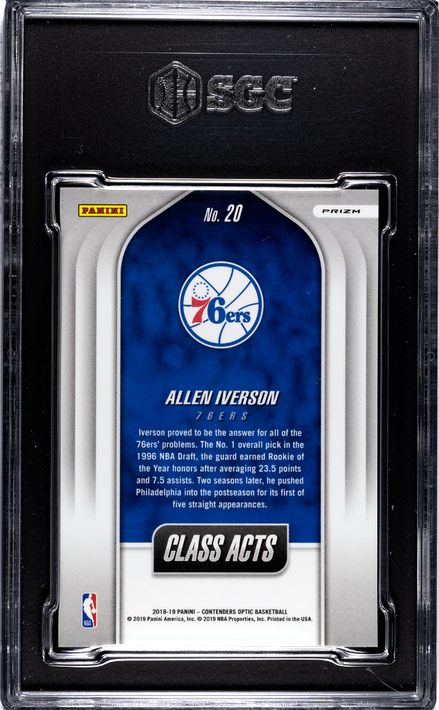 2018-19 Panini Contenders Optic Allen Iverson #20 Class Acts SGC 10 pop 1