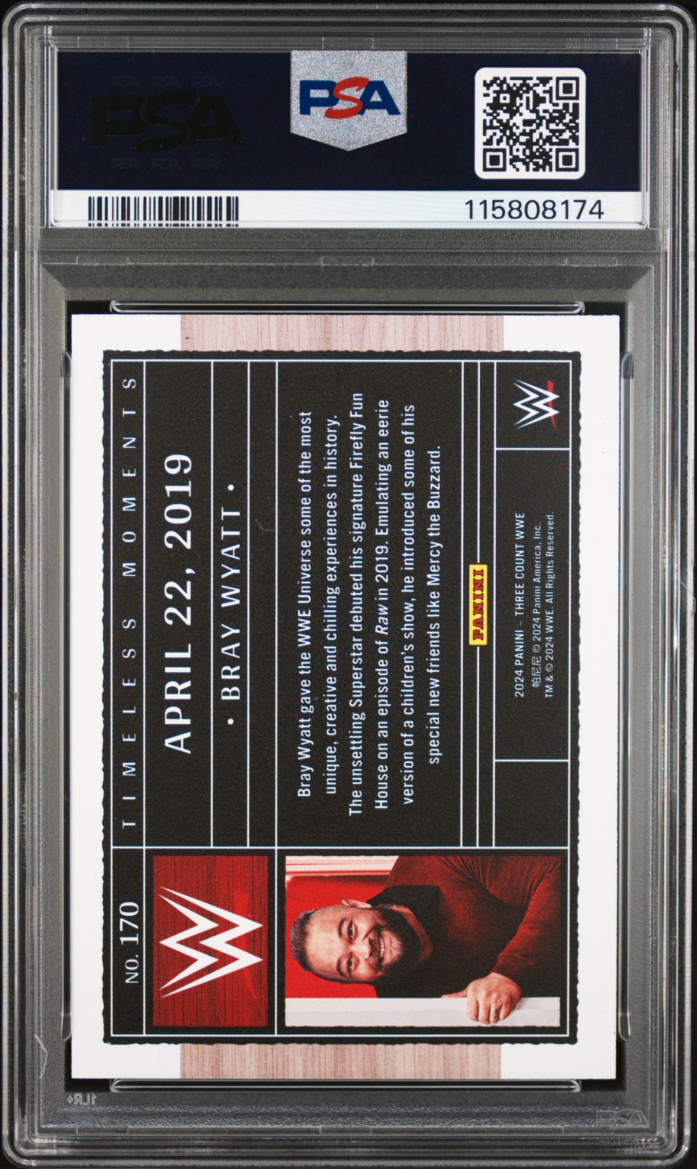 2024 Panini Three Count WWE Bray Wyatt #170 Red 06/25 PSA 9 pop 2