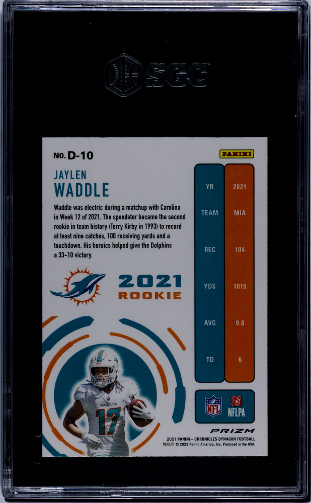 2021 Panini Chronicles Jaylen Waddle #D-10 Dynagon Silver Prizm SGC 9.5 POP 3